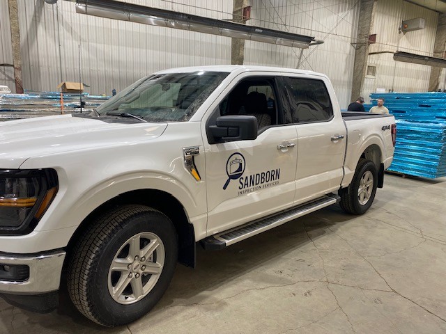 Sandborn Inspections service truck equipped for on-site floating roof tank inspections and regulatory compliance work